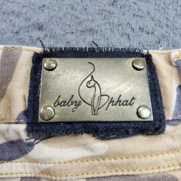 Baby Phat Pants Juniors 9 Beige Camo Cargo Straight Leg Beaded Embroidered - Picture 10 of 12